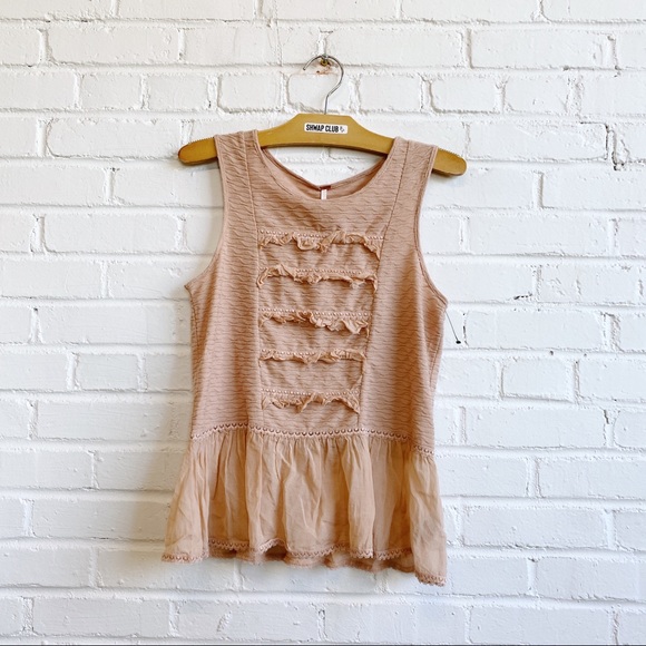 Free People Tops - FREE PEOPLE nude ruffled front